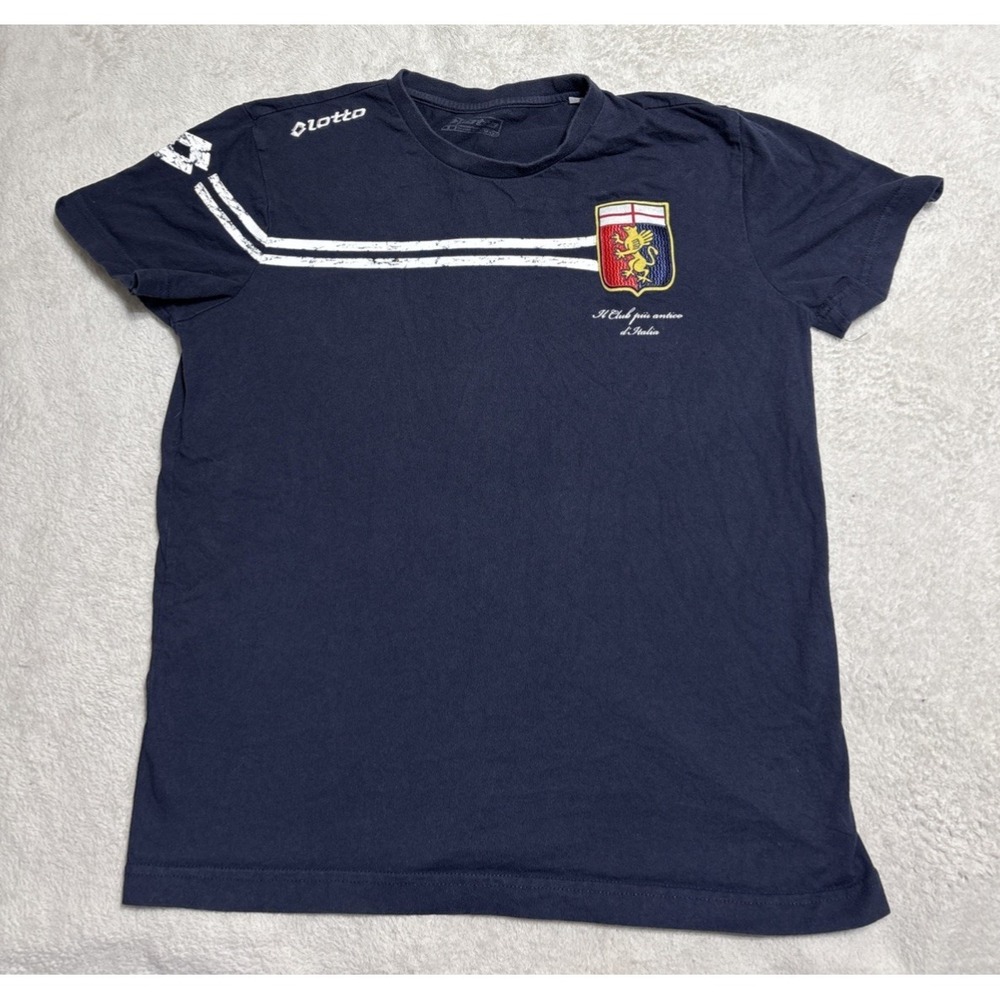 Lotto Genoa CFC Soccer Shirt Men Small Blue Shorts Sleeve Patch Embroidered Logo